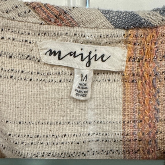 Maaji Plaid Beige and Blue Blouse - Picture 2 of 11